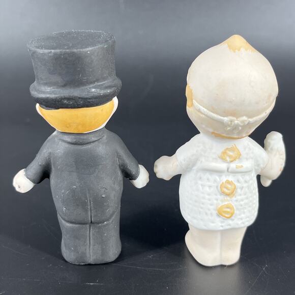 Kewpie Boy in Suit & Girl Wearing Flower Crown Porcelain Bisque, Shackman Japan - Picture 6 of 13